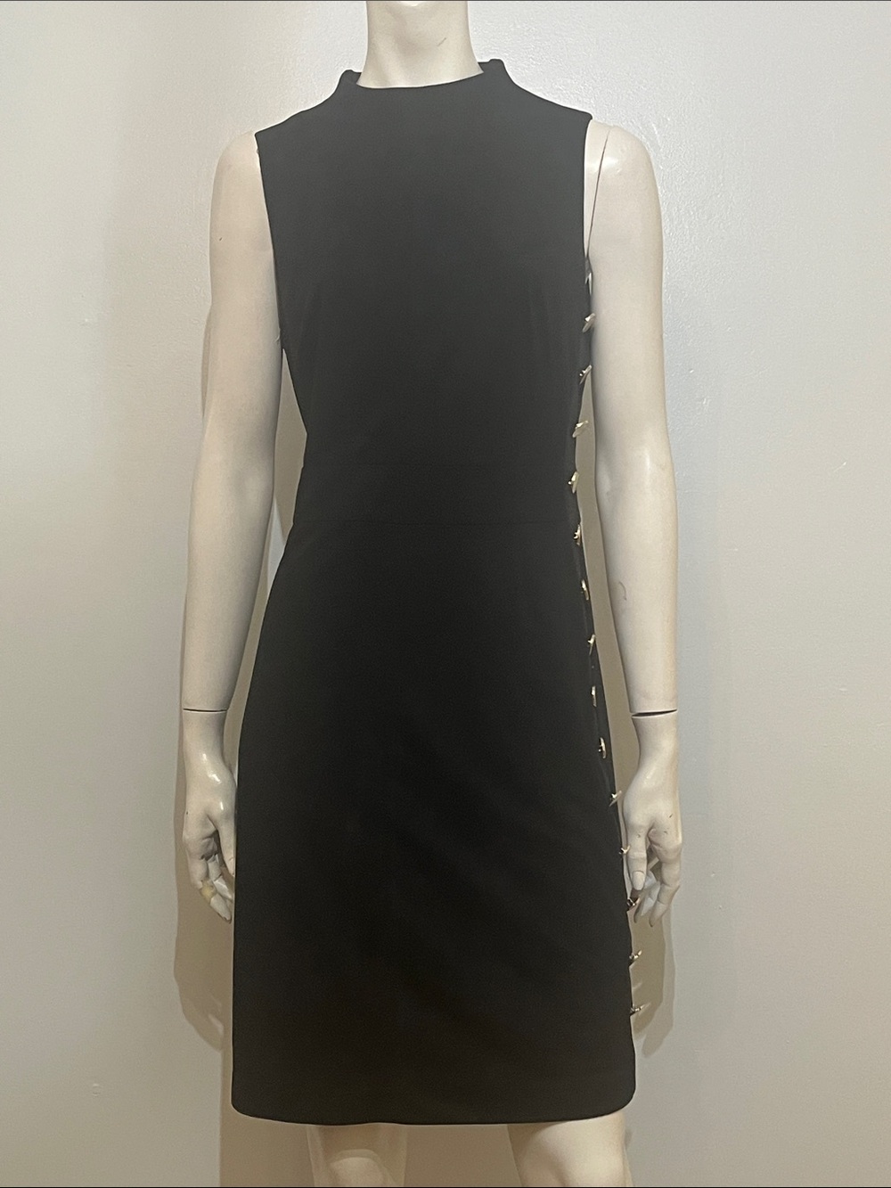 Karl Lagerfeld New W/O Tags Sleeveless Black Side-Button Sheath Dress